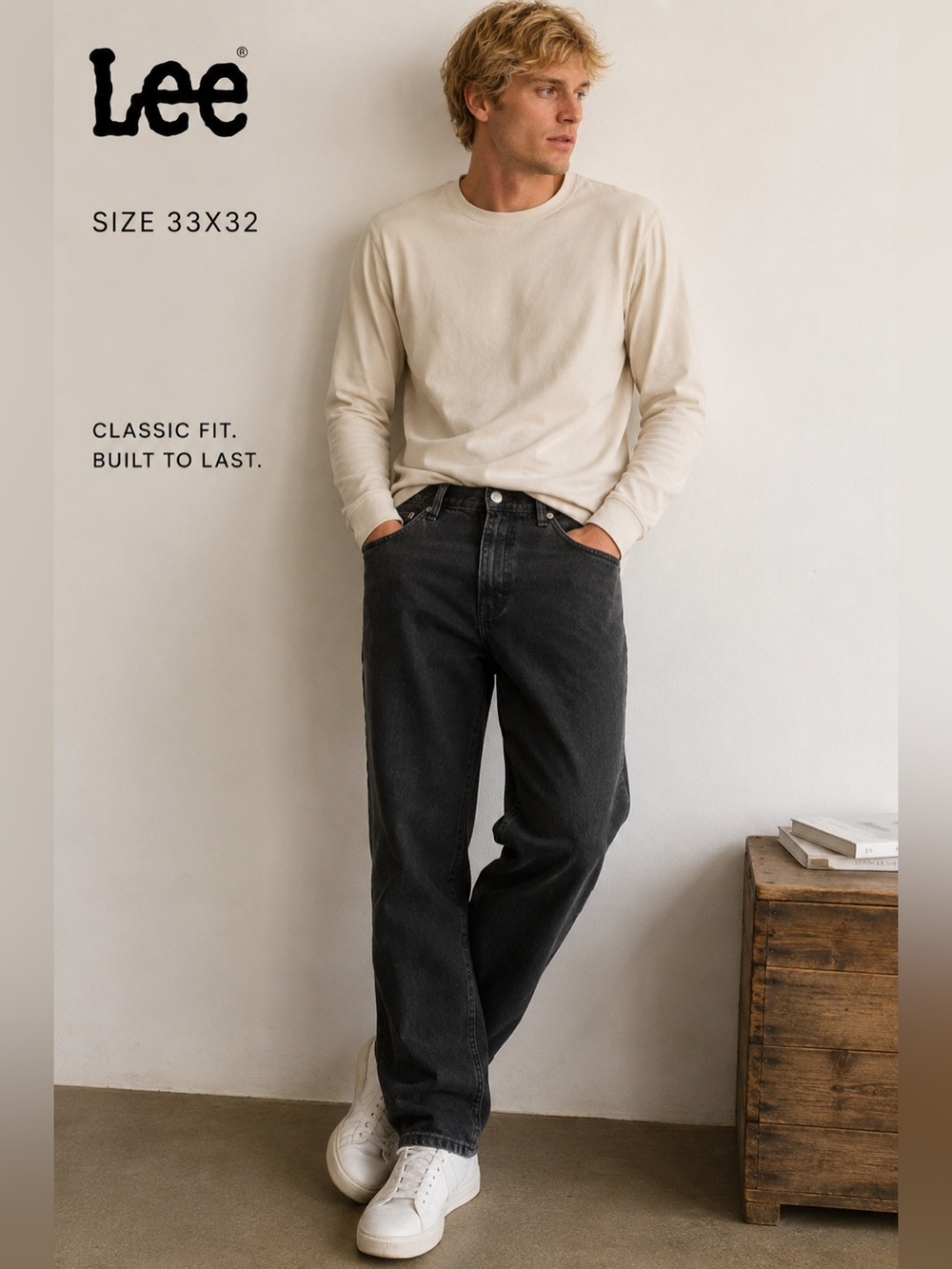 Lee Straight Fit Black Jeans for Men